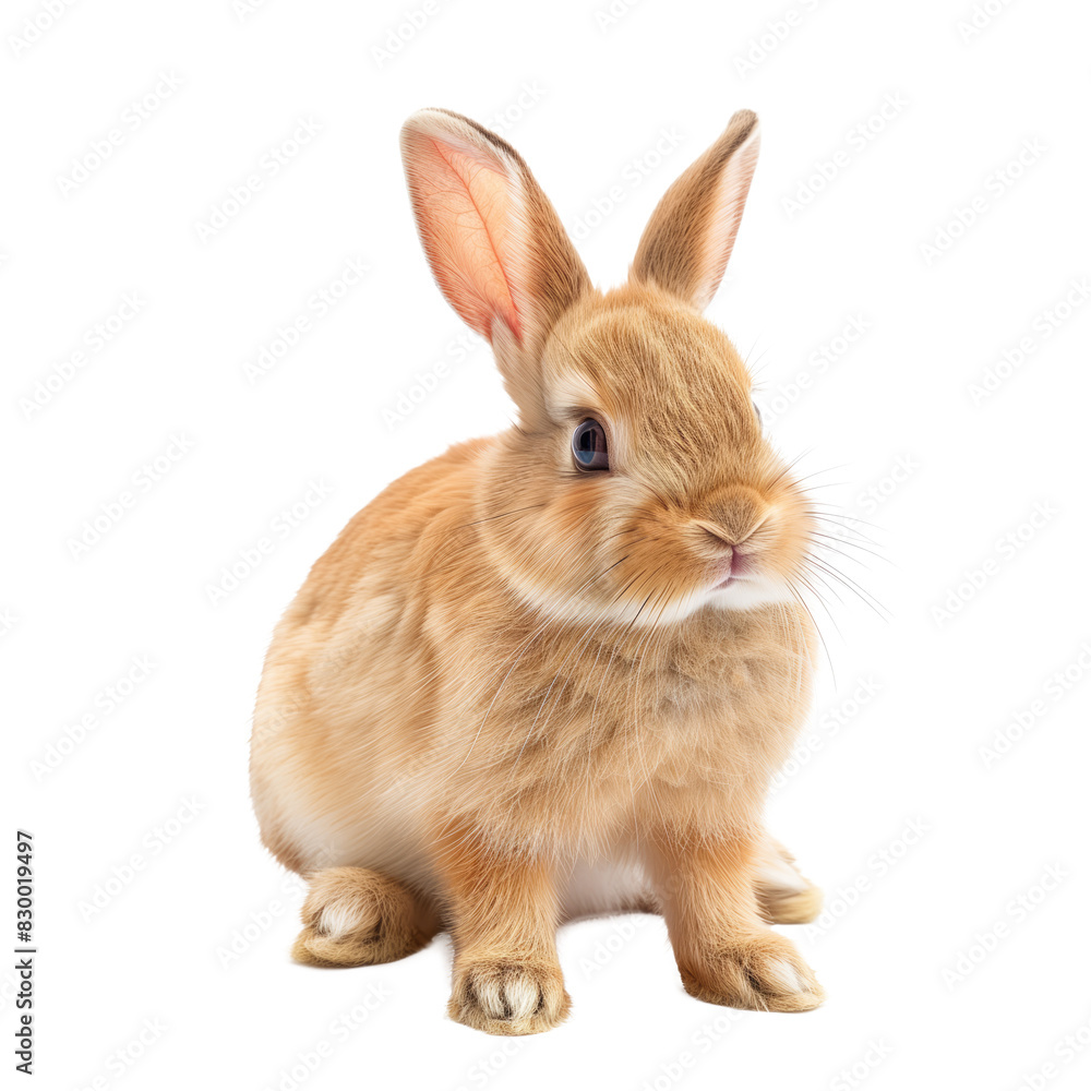 Obraz premium Adorable Brown Rabbit on White Background