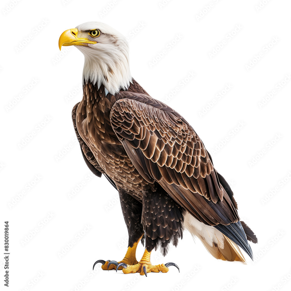 Obraz premium Majestic American Bald Eagle Isolated on White Background