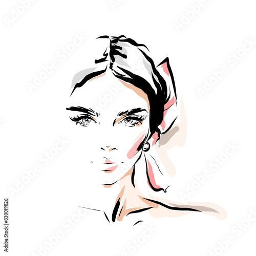 Beautiful woman face. Female face logo. Vector illustration