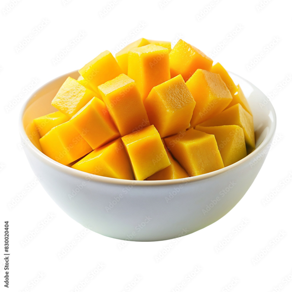 A bowl of fruit with mango and apple slices on transparent background A bowl of fruit with mango and apple slices on transparent background