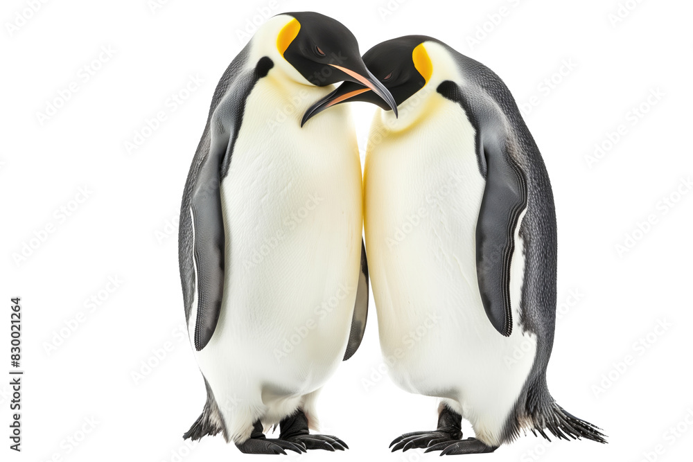 Fototapeta premium Emperor Penguins Couple Isolated On White Background