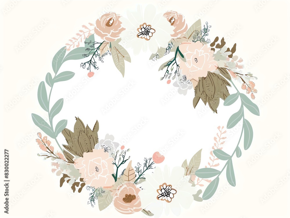 A beautiful floral wreath with a variety of flowers and greenery. Perfect for use in wedding invitations, cards, and other special occasions. A beautiful floral wreath with a variety of flowers and greenery. Perfect for use in wedding invitations, cards, and other special occasions.