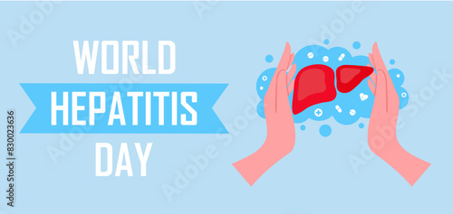 world hepatitis day banner with liver picture