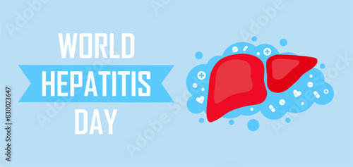 hepatitis day banner with liver picture