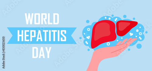 world hepatitis day banner with liver picture