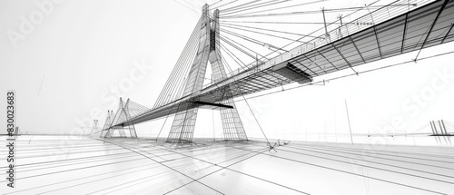 Civil engineering blueprint of a modern bridge