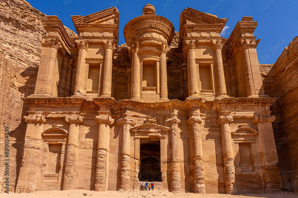 Grand Ad Deir Monastery in Petra, Jordan: Majestic Scale and Intricate Nabatean Architecture Carved into Sandstone Cliffs Grand Ad Deir Monastery in Petra, Jordan: Majestic Scale and Intricate Nabatean Architecture Carved into Sandstone Cliffs