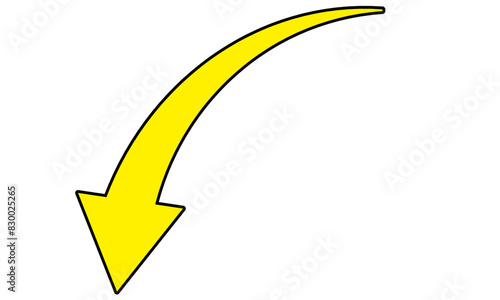 矢印　下向き　黒ふちどり