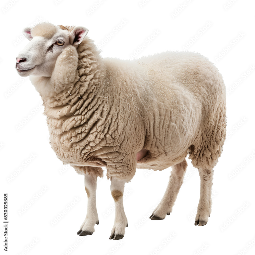 Full-Length Portrait Of A Sheep Isolated On White Background Full-Length Portrait Of A Sheep Isolated On White Background