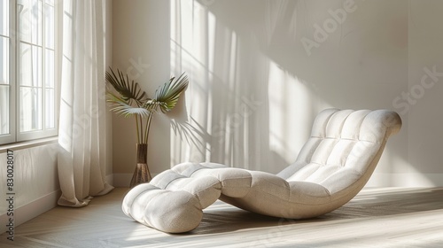 Contemporary chaise lounge with a cushioned seat in a bright room photo