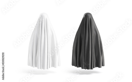 фотографія Blank black and white female chador mockup, back view