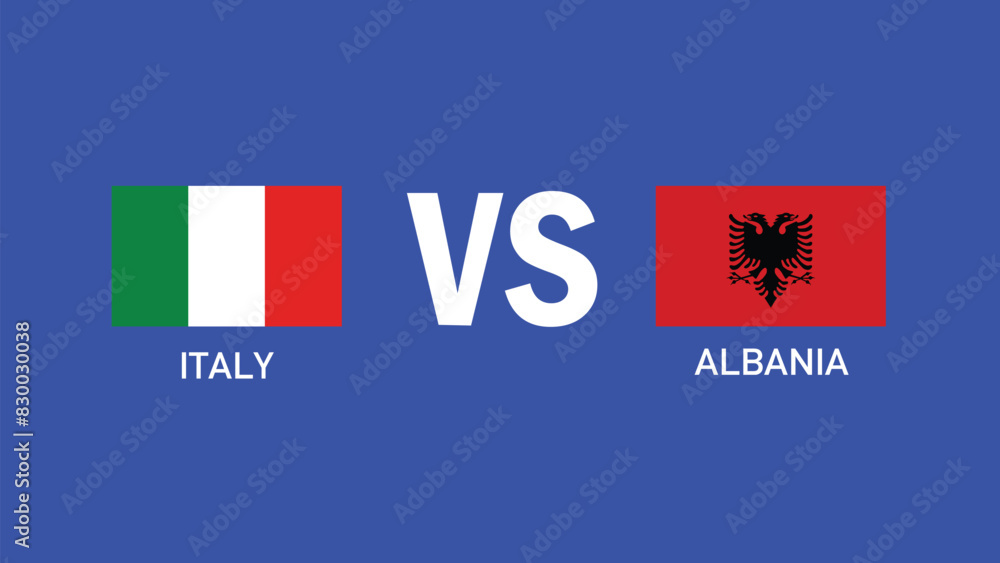 Italy And Albania Match Design Emblem European Nations 2024 Teams Countries European Germany Football Symbol Logo Vector Illustration Italy And Albania Match Design Emblem European Nations 2024 Teams Countries European Germany Football Symbol Logo Vector Illustration