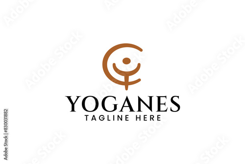letter Y and C with yoga and people logo design for yoga healthy sport
