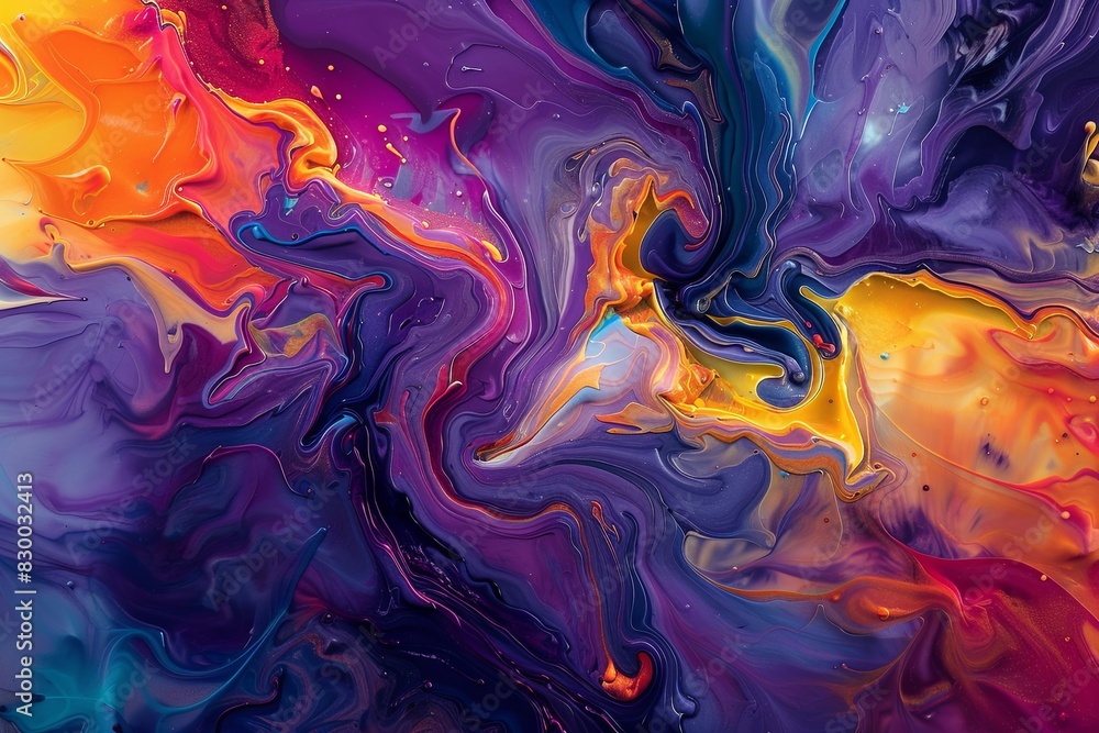 Fototapeta premium A vibrant abstract organic form that blends fluid, realistic, and fantastical elements. Ultra-detailed textures and bold, dynamic lines create an intricate