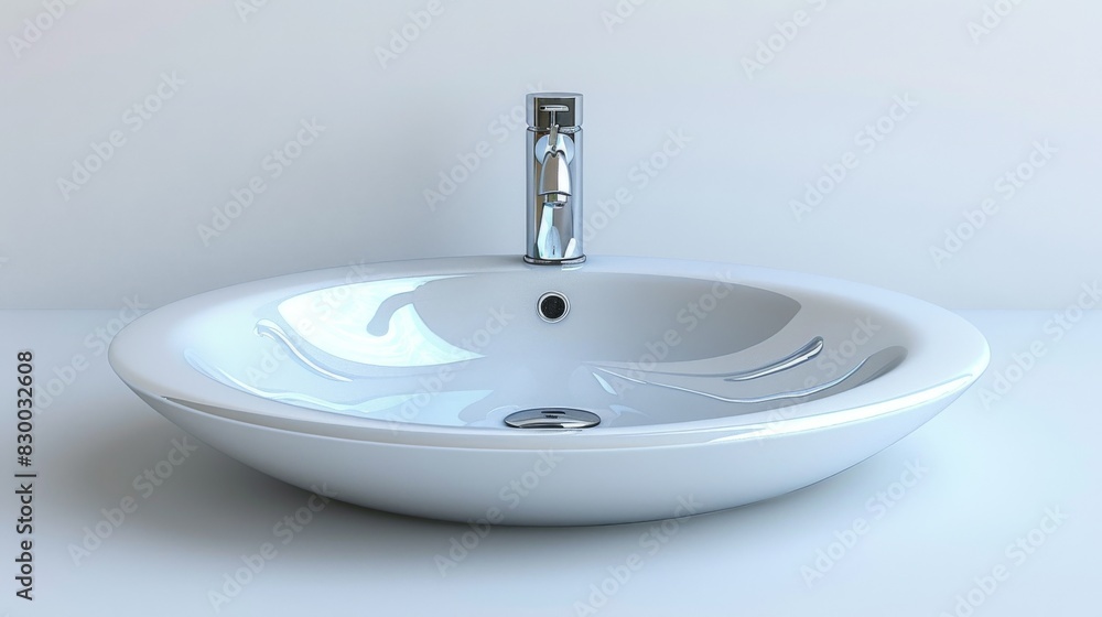 Designer bathroom sink with integrated drain, isolated on a white studio background Designer bathroom sink with integrated drain, isolated on a white studio background