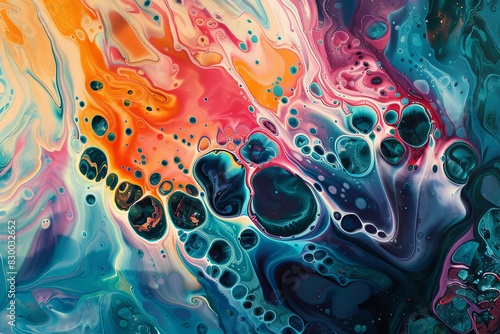 A vibrant abstract organic form that blends fluid, realistic, and fantastical elements. Ultra-detailed textures and bold, dynamic lines create an intricate photo