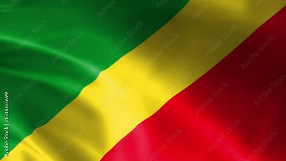 The flag of the Republic of Congo fluttering in the wind. Detailed fabric texture. The flag of the Republic of Congo fluttering in the wind. Detailed fabric texture.