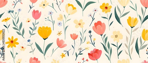 Beautiful Floral Patterns and Botanical Arrangements in Vibrant Spring Colors © Chanakan