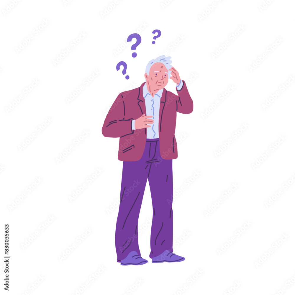 Memory care for the elderly: a vector illustration of Alzheimer's disease on a white background