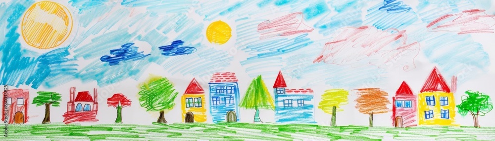 Children s drawings of the world, imagination, close up, creative showcase, whimsical, manipulation, art gallery