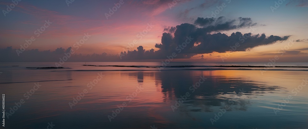 Serene Sunset Over Calm Ocean Waters