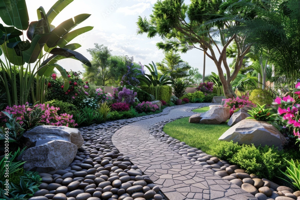 Obraz premium Nature-Inspired Landscape Design with Artistic Touches