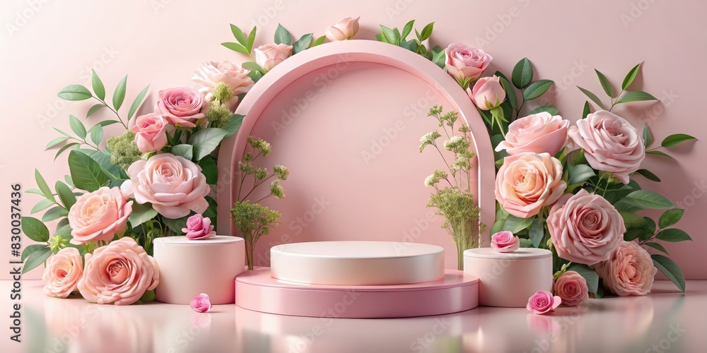 Group of Pink Flowers on Table. Generative AI Group of Pink Flowers on Table. Generative AI