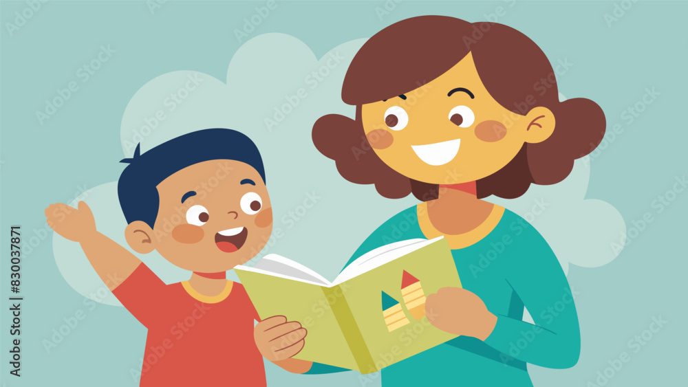 A parent and child excitedly browsing through a catalog of afterschool programs circling their top choices with a pen.. Vector illustration A parent and child excitedly browsing through a catalog of afterschool programs circling their top choices with a pen.. Vector illustration