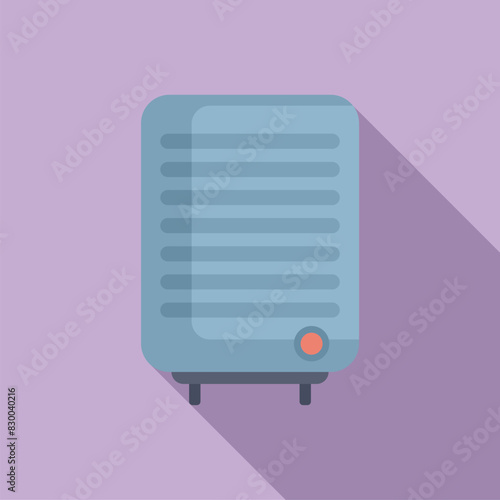 Modern minimalist vector design of a portable space heater on a purple background