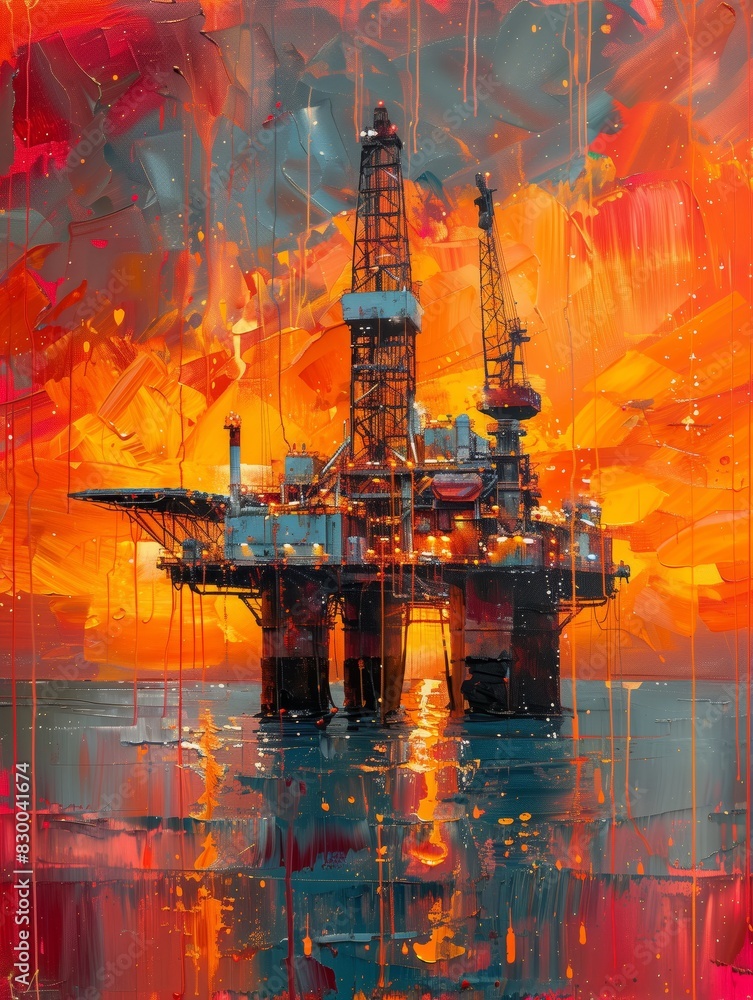 Obraz premium Oil rigs abstract painting