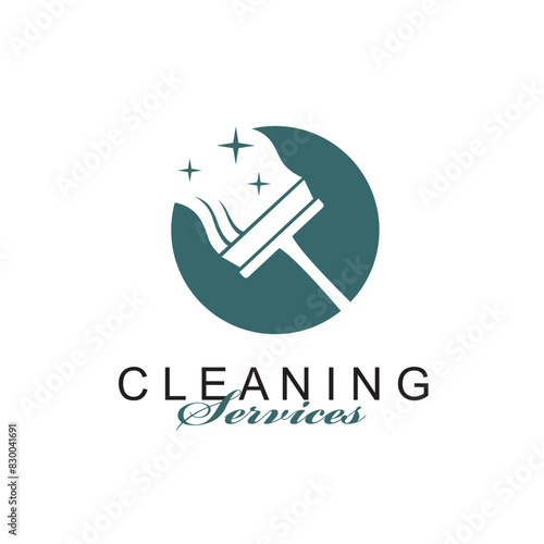 cleaning service design with window glass squeegee isolated on white background