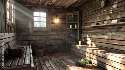 Wallpaper Mural rustic sauna cabin, where can you relax. Geerative AI Torontodigital.ca