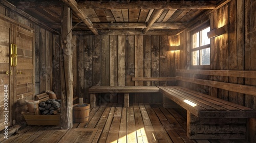 Wallpaper Mural rustic sauna cabin, where can you relax. Geerative AI Torontodigital.ca