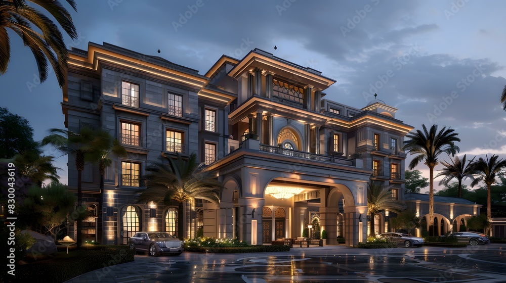 Fototapeta premium Luxury hotel with palm trees