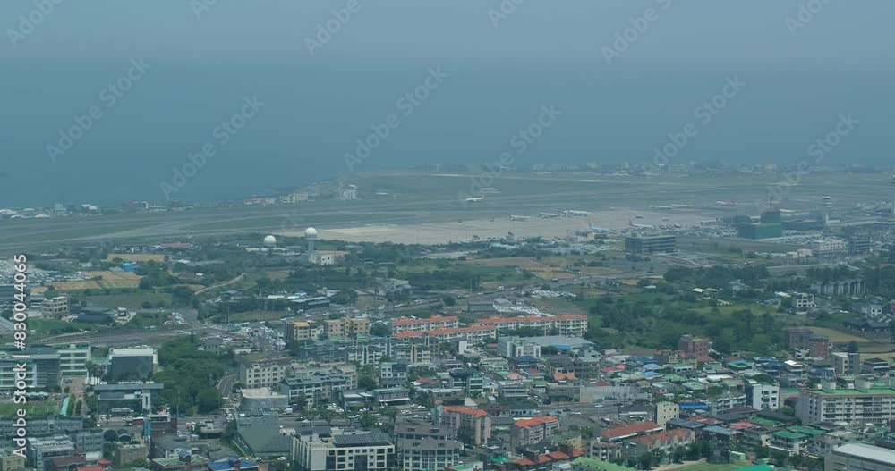 Jeju International Airport and plane. At Jeju city, South Korea 