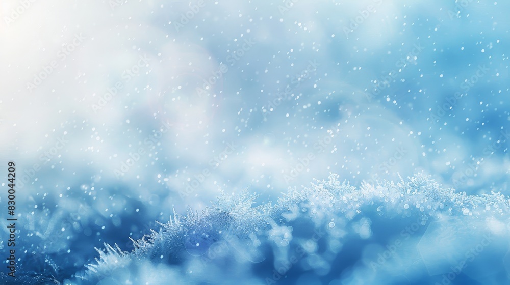 Obraz premium Smooth gradient shifts cool blue tones and frosty light sparkles in an abstract winter background backdrop