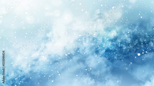 Smooth blue and white gradients with misty textures and glistening stars in a wintery abstract background backdrop