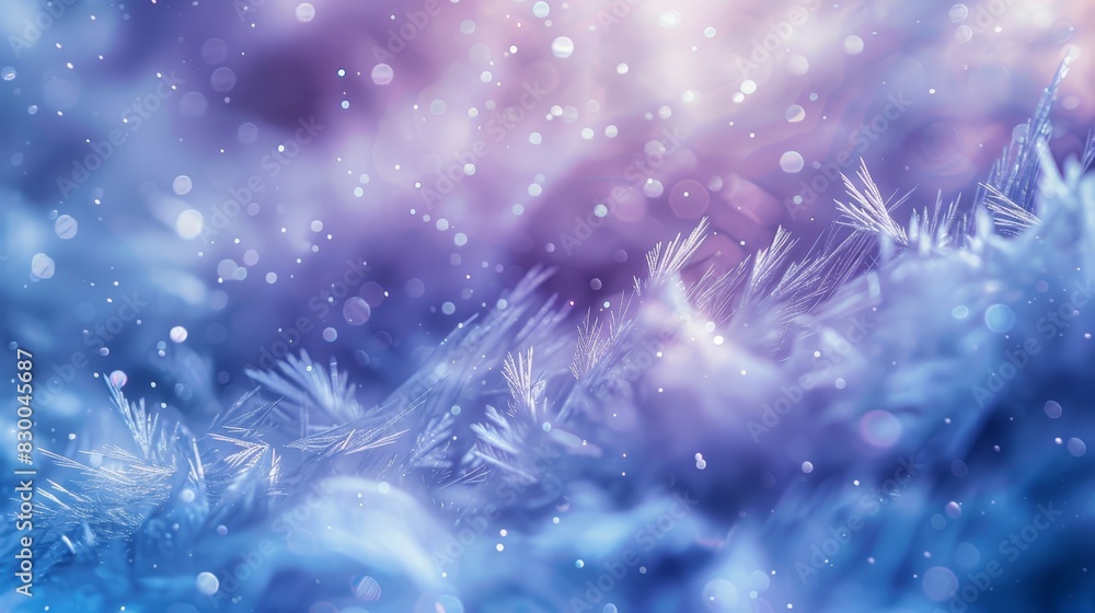 Obraz premium Wintery background with flowing blue and violet lines frost patterns and light shimmer backdrop