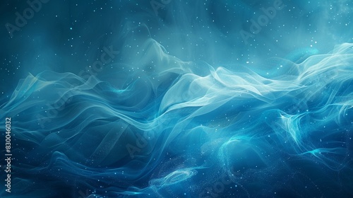 Winter-themed background with flowing blue and aqua lines shimmering stars and frost effect backdrop photo