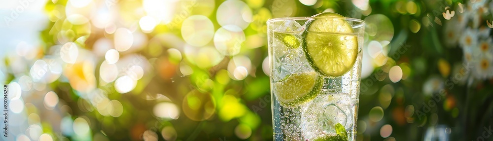 Glass of sparkling water with lime, refreshing and vibrant, cool drink, natural ingredients, bright and inviting, delicious and thirst-quenching, sunny day, copy space. Glass of sparkling water with lime, refreshing and vibrant, cool drink, natural ingredients, bright and inviting, delicious and thirst-quenching, sunny day, copy space.