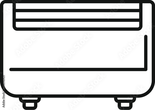 Modern air conditioner icon in black and white vector line art. Wallmounted for climate control. Hvac cooling system. With modern simple design outline symbol illustration graphic. Technology flow
