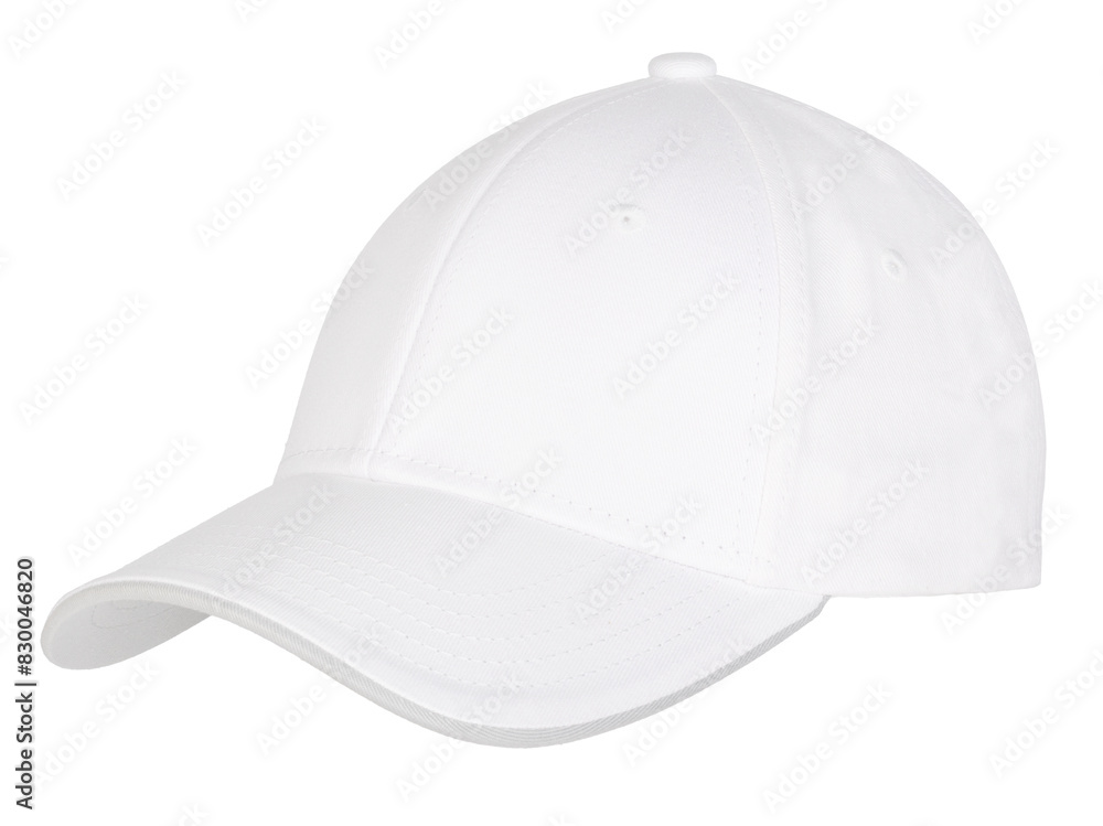 Plain White Baseball Cap, Isolated. Plain White Baseball Cap, Isolated.