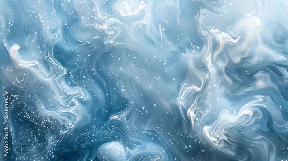Naklejka premium Swirling blue and white patterns with frost highlights and misty overlay in a winter wallpaper backdrop
