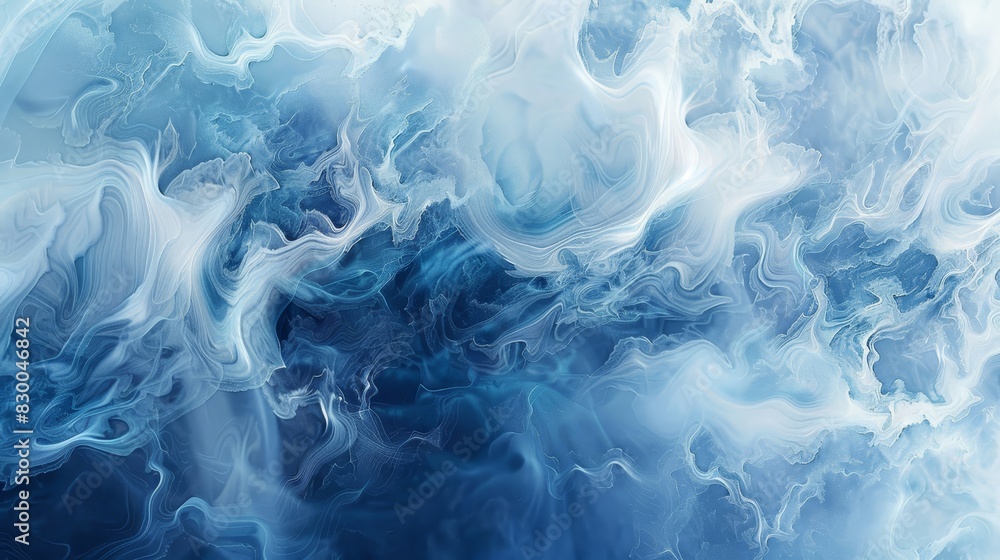Obraz premium Winter wallpaper with swirling blue and white patterns frost highlights and misty overlay backdrop