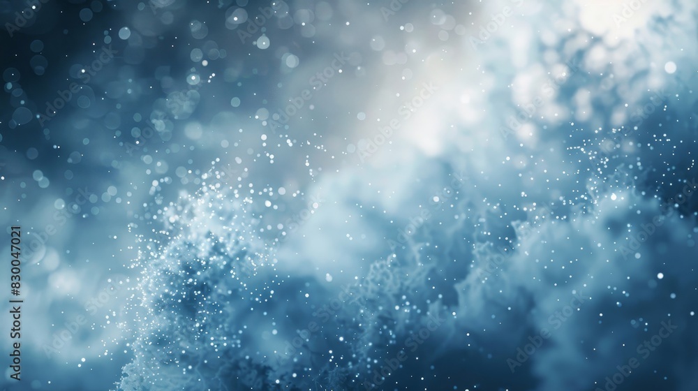 Fototapeta premium Abstract wallpaper featuring blues and silvers glowing particles and frost-like overlay in a frosty theme backdrop