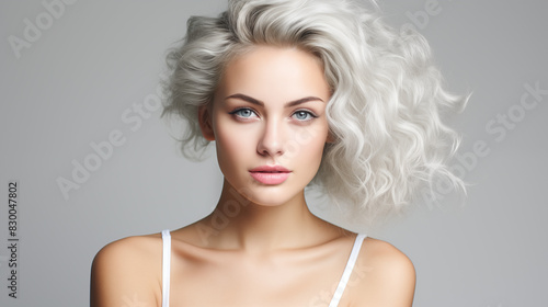 Portrait of a Woman with Curly Platinum Hair