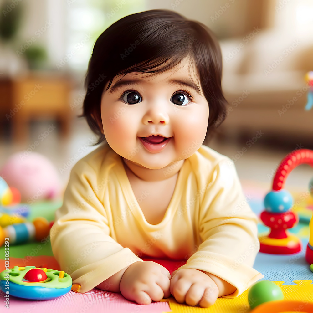 Fototapeta premium Adorable little baby portrait.