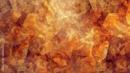 Geometric shapes in warm autumn hues with a shimmering effect and soft textures backdrop