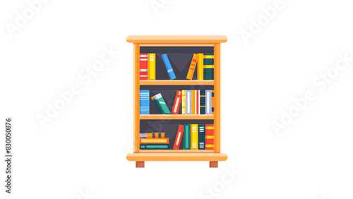 brown wooden modern cartoon school bookshelf 3 rows resizable vector generative ai