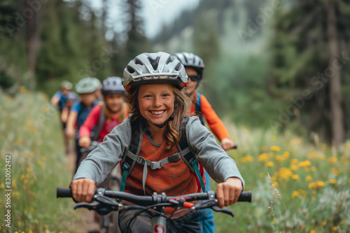 Joyful children energetically embark on an adventurous cross-country bicycle tour  © fotogurmespb